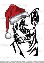 Vector Dog With Christmas Hat Svg Pincher Head Ai Png Eps Etsy In 2021 Santa Stuffed Animal Santa Dog Christmas Hat