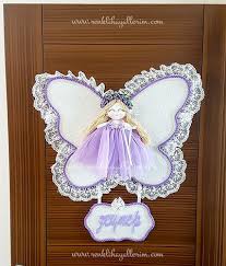 Leylak Melek Kanatli Kiz Bebek Kapi Susu Felt Cute Baby