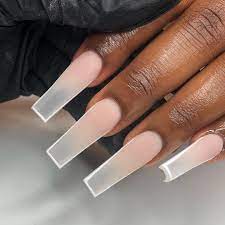 December Slots Out Now On Instagram Matte Clear Ombre With Crisp White Boarders Clean Af Ombre Acrylic Nails Long Square Acrylic Nails Square Acrylic Nails