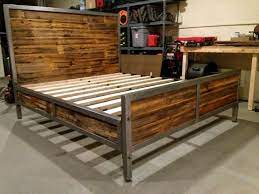 Reclaimed Wood And Steel Bed By Foundpurpose On Etsy Steel Bed Design Industrial Bed Frame Steel Bed Frame
