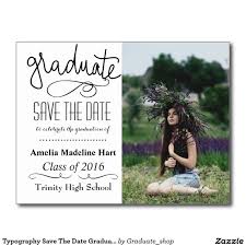Typography Save The Date Graduation Party Photo Announcement Postcard Zazzle Com Graduation Party Graduation Announcements Graduation