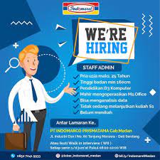Bisa dibilang bahwa posisi ini memang banyak dibutuhkan oleh perusahaan baik kecil, menengah ataupun. Lowongan Kerja Staff Admin Pt Indomarco Prismatama Medan Januari 2020