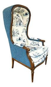 Vintage Porter Chair With Blue And White Chinoiserie Fabric On Chairish Com Chair Chair Fabric Chinoiserie Fabric