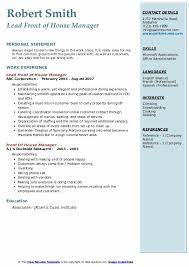 He is in charge of orders, stock removal, managing suppliers and cash registers. Front Of House Manager Resume Samples Qwikresume