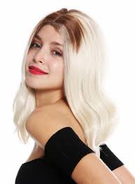The side part and sleek curls give the color a softness—in case you still want your boysenberry hue to work for big meetings. Women S Quality Wig Medium Length Middle Parting Sleek Ombre Brown Blonde Gfw2702 613b 12t613b
