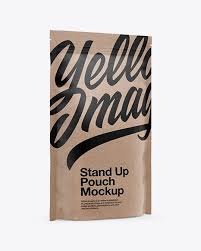 Kraft Stand Up Pouch Mockup Half Side View In Pouch Mockups On Yellow Images Object Mockups Mockup Free Psd Free Psd Mockups Templates Psd Mockup Template