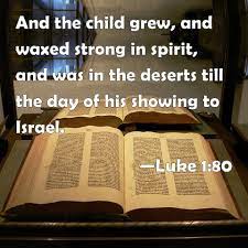 Luke 1:80 And The Child Grew, And Waxed Strong In Spirit, And Was In The  Deserts Till The Day Of His Showing To Israel.
