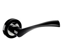Includes a complete range of products in the 6 most popular on trend finishes matt black, matt bronze from the front door to the kitchen press. Black Door Handles With Wing Shape Lever Handles On Black Chrome Rose Handle King Ireland