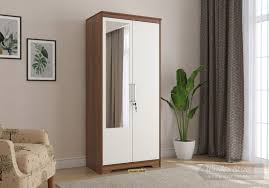 Mirror for sale in india. Buy Denver 2 Door Wardrobe With Frosty White Door And Mirror Exotic Teak Finish Online In India Wooden Street