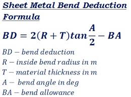 Sheet Metal Bend Deduction Calculator