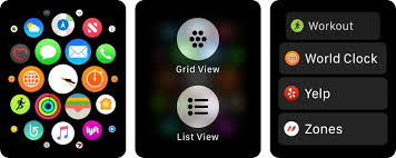 The honeycomb view lays out the circular watch app icons in a hexagonal grid with a focus on the middle of the display, and a miniature clock in the center. How To Automatically Install Rearrange And Delete Apps On Your Apple Watch Imore