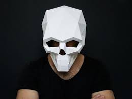 Diy Skull Mask Low Poly Paper Craft Template Printable Skull Mask Instant Pdf Download 3d Low Poly Mask Origami Skull Mask Full Head Diy Skulls Printable Masks Skull Mask