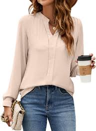 Blooming Jelly Women's Dressy Casual Tops Business Long Sleeve Shirts Black Work Blouses Fall Fashion 2024