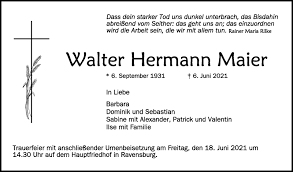 Nicknamed the herminator, maier ranks a. Traueranzeigen Von Walter Hermann Maier Schwaebische De Trauerportal