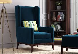 Buy Joan Lounge Chair Velvet Indigo Blue Online In India Wooden Street In 2020 Single Sofa Chair High Back Chairs Lounge Chairs Living Room
