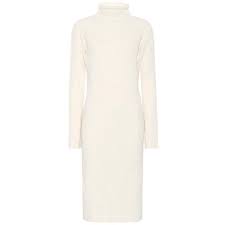 The Row Moa Wool And Cashmere Dress 41 500 Uyu Liked On Polyvore Featuring Dresses Beige Beige Dres White Knee Length Dress Cashmere Dress Woolen Dresses