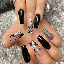 Are You Looking For Black Nail Designs Then You Have Come To The Right Place There Have 120 Trending Black Nai In 2020 Sculpted Nails Black Nail Designs Nail Designs