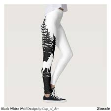 Black And White Tights Leggings Black White Wolf Design Leggings Zazzle Com Leggings Design Wolf Design Black And White