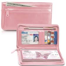 Genuine leather check book cover, a butterfly and flower patterns embossed on both side. Pink Zippered Leather Checkbook Cover