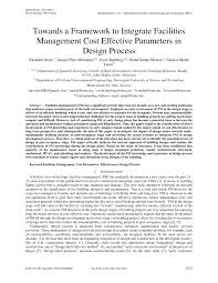 Document collection centre :divisional engineer's office, jkr kuching. Pdf Towards A Framework To Integrate Facilities Management Cost Effective Parameters In Design Process
