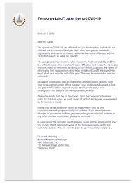 Martinez, i am writing to explain my last missed payment, and also to request some leniency in regards to my outstanding payments. Temporary Layoff Letter Template Due To Covid 19 Pdf Templates Jotform