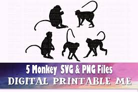 Download Monkey Silhouette Bundle Graphic By Digitalprintableme Creative Fabrica PSD Mockup Templates