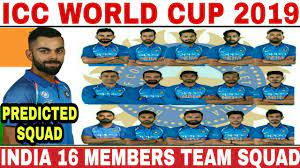 Icc world cup 2019 india squad. Icc World Cup 2019 India Team Squad India 16 Members Odi Squad For World Cup 2019 Ind Wc 2019 Youtube