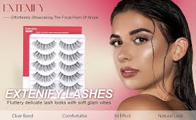 Amazon.com: Natural Eyelashes Natural Look Fasle Eyelashes Wispy 3D Fluffy  Clear Band Lashes 16mm Strip Lashes Wispy Lightweight 5 Pairs Multipack by  EXTENIFY (5 Pair-Natural) : Beauty & Personal Care