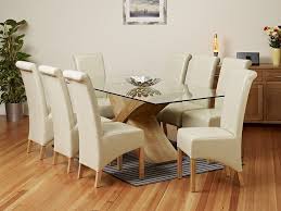2 Metre Glass Top Dining Table Set 1home Glass Dining Table Chairs Oak Table With Glass Top Oak Oak Dining Furniture Glass Table Decor Oak Dining Table