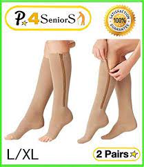 Presadee Seniors 1520 Mmhg And 2030 Mmhg Zipper Compression Easy Zip Up Socks Swelling Calf Leg Day And Night 2 Pack Lxl Beige Cli Calf Leg Legs Day Zip Ups