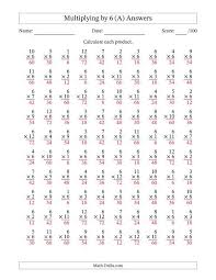 Printable puzzles and brain teaser worksheets that promote logical and critical thinking. Multiplying 1 To 12 By 6 100 Questions A