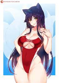 Paizuri swimsuit Ahri by tofuubear - Hentai Foundry