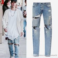 Slim Fit Ripped Jeans Men Hi Street Mens Distressed Denim Joggers Knee Holes Washed Destroyed Jeans P Ripped Jeans Men Ripped Biker Jeans Slim Fit Ripped Jeans