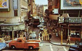 Boston S North End In The 1950s Looking From Cross Street Up Salem Street The Famous Not Forgoetten Giuffre S Fi New England Usa New England Boston North End