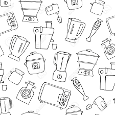 Various Kitchen Appliances Hand Drawn House Appliances Doodles Seamless Pattern Ad Hand Drawn Kitchen Applia Sketchnotes Rezepte Gestalten Zeichnen