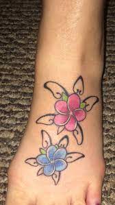 My Mother S Day Sea Turtles Tattoo Pink For My Daughter And Blue For My Son Plumeriaflower Seaturtle Tattoos For Daughters Plumeria Tattoo Mom Tattoos