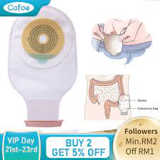 Cofoe Fofoe 10 Pcs Bolsa Sacola De Colostomia Para Sistema Ostenia Uma Peca Com Alca Dreno 60mm Corte Tamanho Bege Cofoe 10 Pcs One Piece System Ostomy Bag Drainable Colostomy
