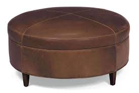 Ward 43 inch square contemporary large leather cocktail ottoman. Round Leather Ottoman Andover Inlay Welt Footstool Club Furniture