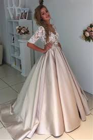 Details zu weiß elfenbein schulterfrei tüll brautkleid a linie spitze hochzeitskleid 32 54. Puff Illusion A Line Elegant Half Sleeves Appliques Lace Wedding Dress High Quality Weddin Gunstige Hochzeitskleider Kleider Hochzeit Langes Abschlussballkleid