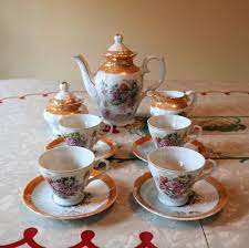 Vintage Floral Small Tea Cup Set 11 Piece Demitasse Set Japan Lusterware Tea Set Small Tea Cups Tea Cups Small Tea