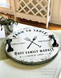 Farm To Table Wood Round Tray With Handles Round Wood Sign Round Wood Tray Wood Diy
