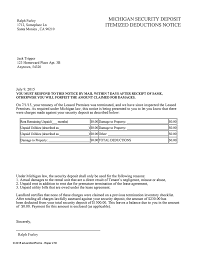 How to write a security deposit demand letter. Michigan Security Deposit Itemized Deductions Notice Ezlandlordforms