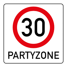 Lustige Quadratische Einladung Zum 30 Geburtstag Mit Verkehrsschild Partyzone Tempo 30 Hinweis Fu Texte Geburtstag Einladungskarten Geburtstag Einladungen