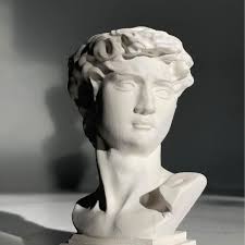 Painted Concrete David bust Greek statue