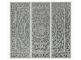 Tableau mural triptyque en 3 parties comprenant 1 panneau central + 2 volets. Tableau Triptyque En Bois Relief 40x120x2 Cm Blanc