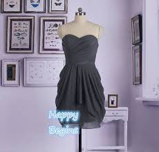 On Sale Sweetheart Short Charcoal Grey Medium Grey Chiffon Bridesmaid Dress Gray Chiffon Bridesmaid Dress Bridesmaid Dresses V Dress