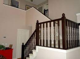 Updating A Painted Banister With Gel Stain Confessions Of A Semi Domesticated Mama Stair Railing Makeover Stair Banister Diy Stairs