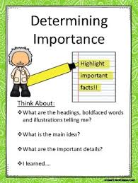 Determine Importance Anchor Chart And Worksheet