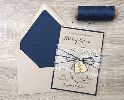 Navy Blue Wedding Invitation Lace Wedding Invitation Rustic Etsy In 2021 Lace Wedding Invitations Blue Wedding Invitations Heart Wedding Invitations