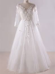 Hochzeitskleider online werden in verschiedenen shops im netz vorgestellt. Prinzessin A Linie Brautkleid Grosse Grossen V Ausschnitt Langarm Tull Spitze Mit Schmetterlingen Armel
